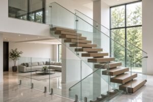 Interior glass railing - stair glass railing